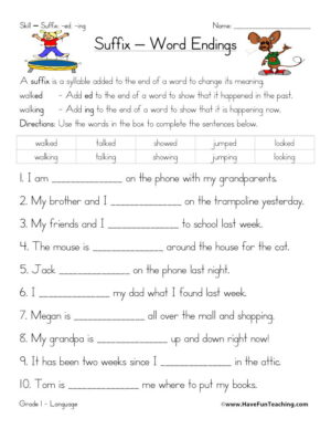 Suffix Word Endings Worksheet
