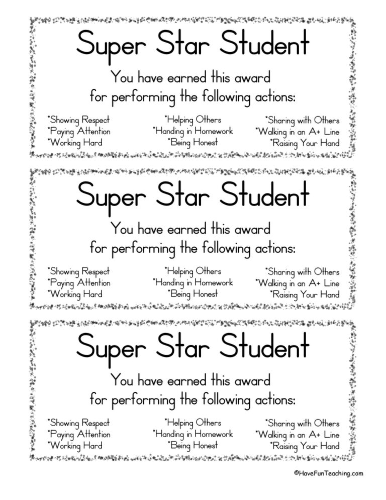 Super Smart Student Reward Certificate