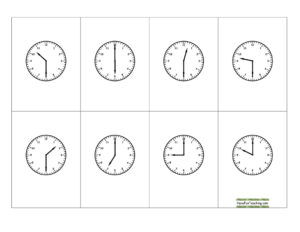 Telling Time Half Hour Clock BINGO