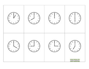 Telling Time Hour Clock BINGO