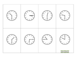 Telling Time Quarter Hour Clock BINGO