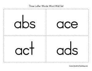 Three Letter Words Word Wall