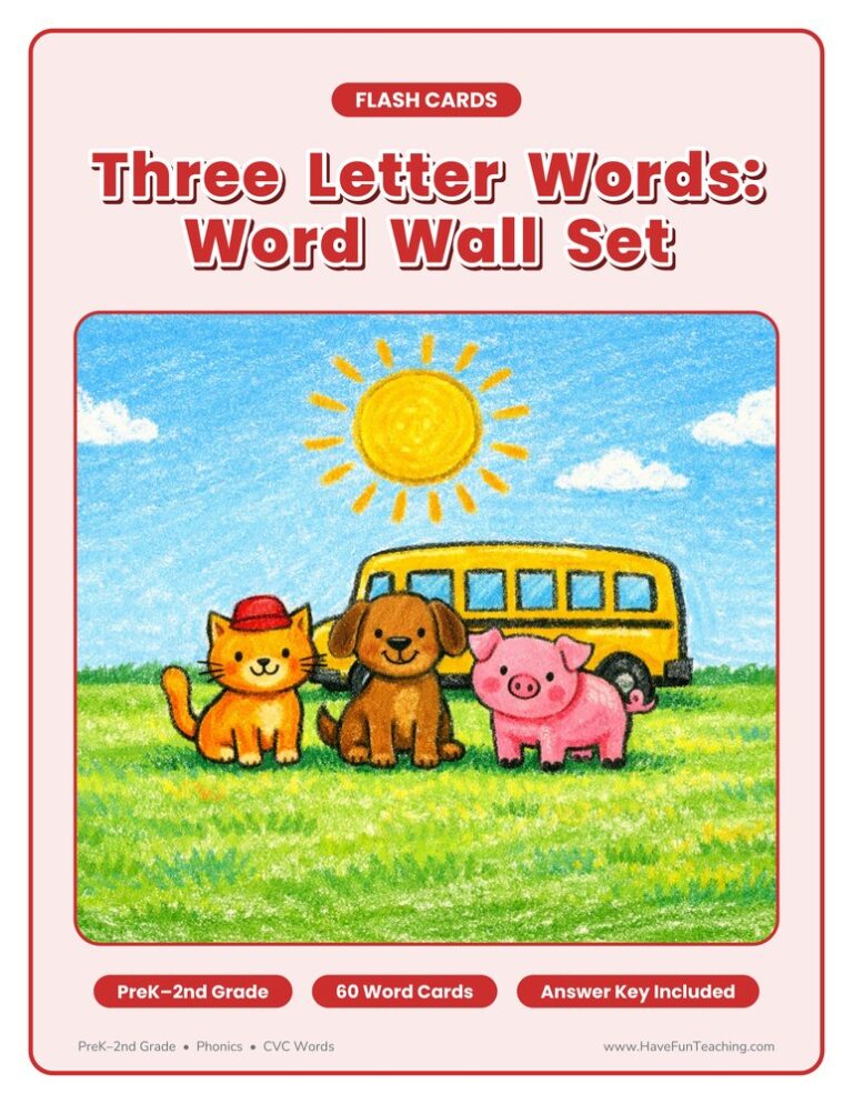 Three Letter Words Word Wall