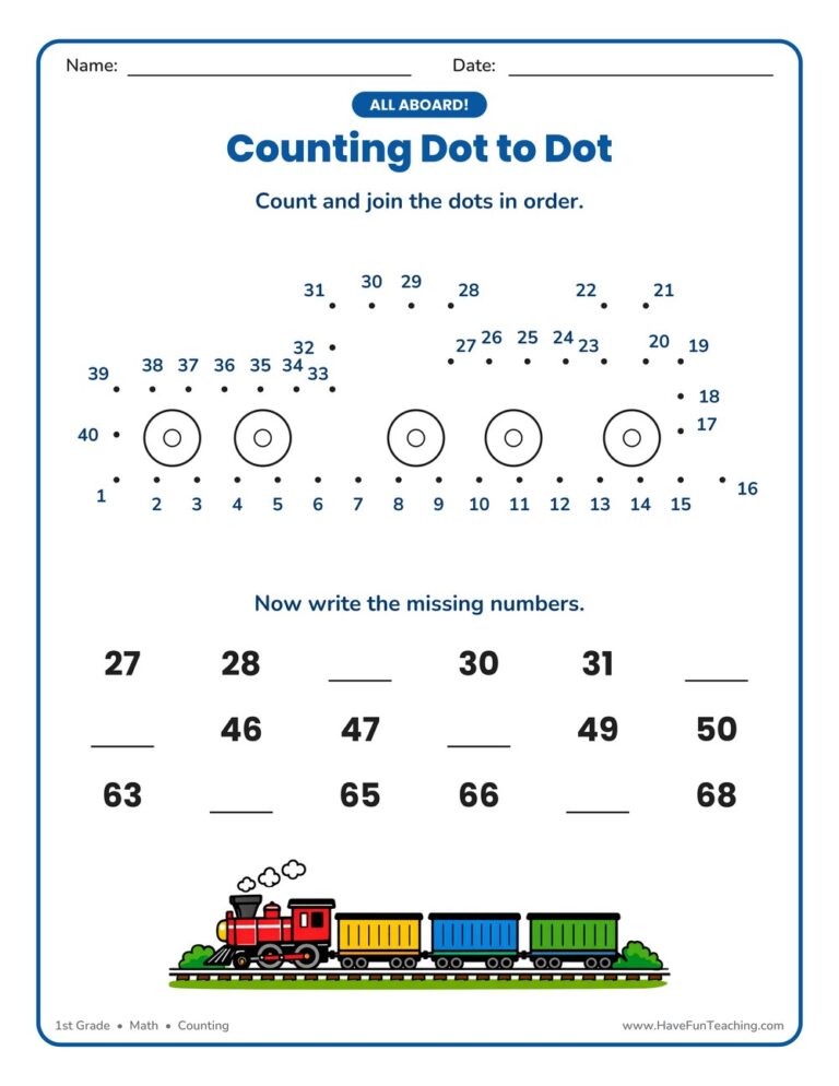 Train Dot to Dot Worksheet
