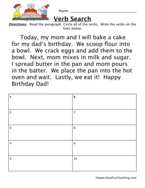 Verb Search Worksheet