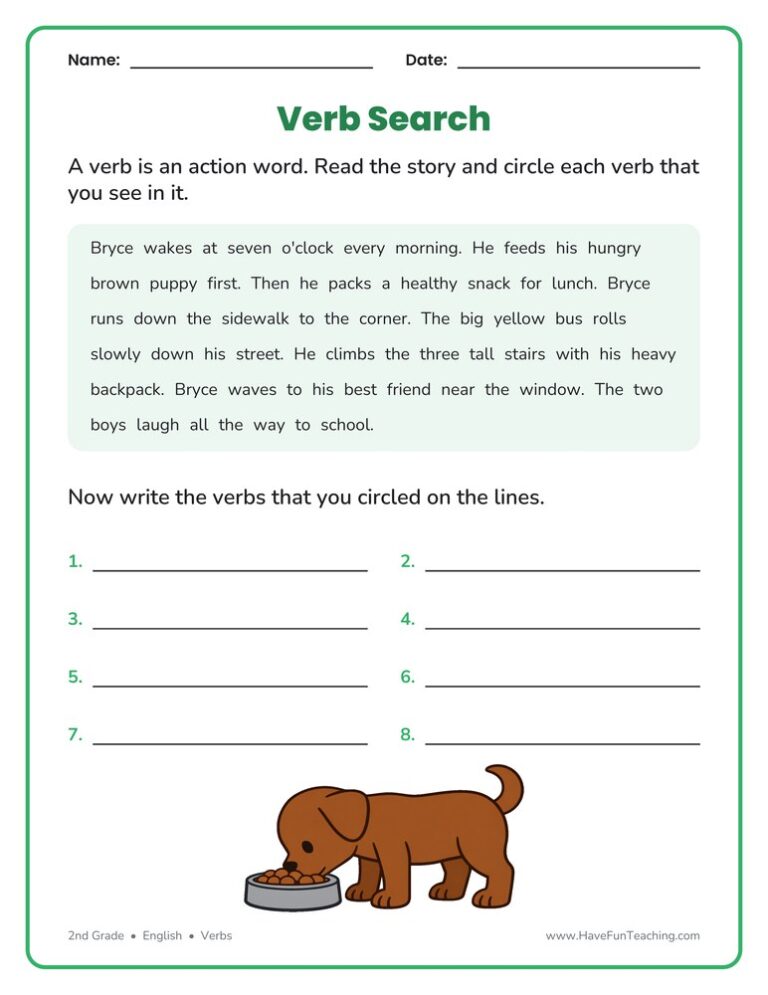 Verb Searching Worksheet