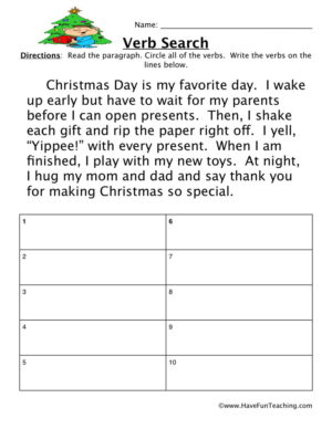 Verb Search Worksheet