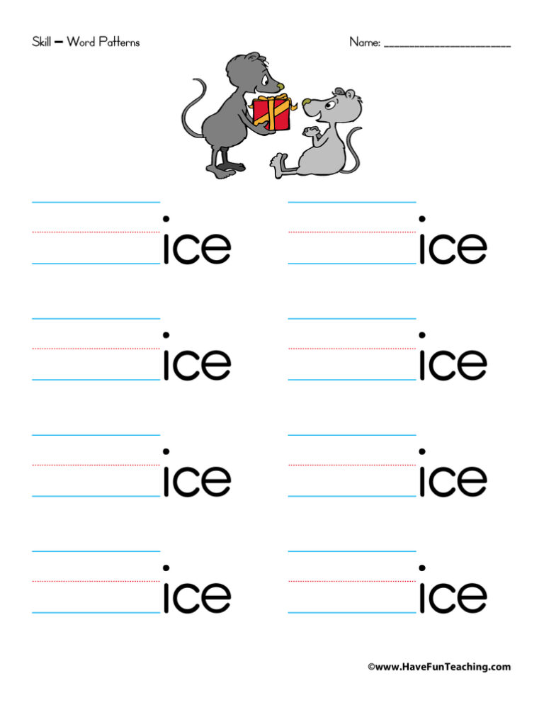 Letter I Word Families Worksheet