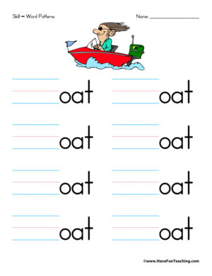 Letter O Word Families Worksheet