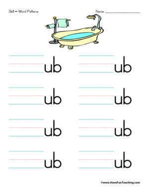 Letter U Word Families Worksheet