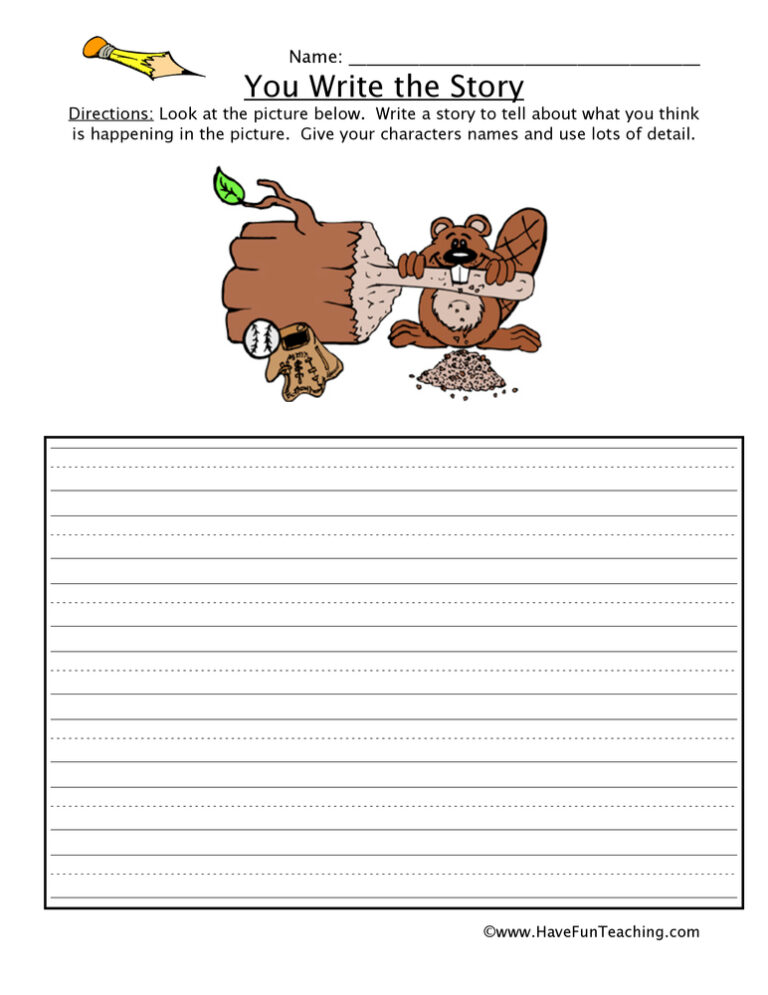 You Write the Story Beaver Picture Worksheet