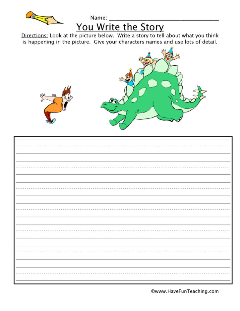 You Write the Story Dinosaur Picture Worksheet