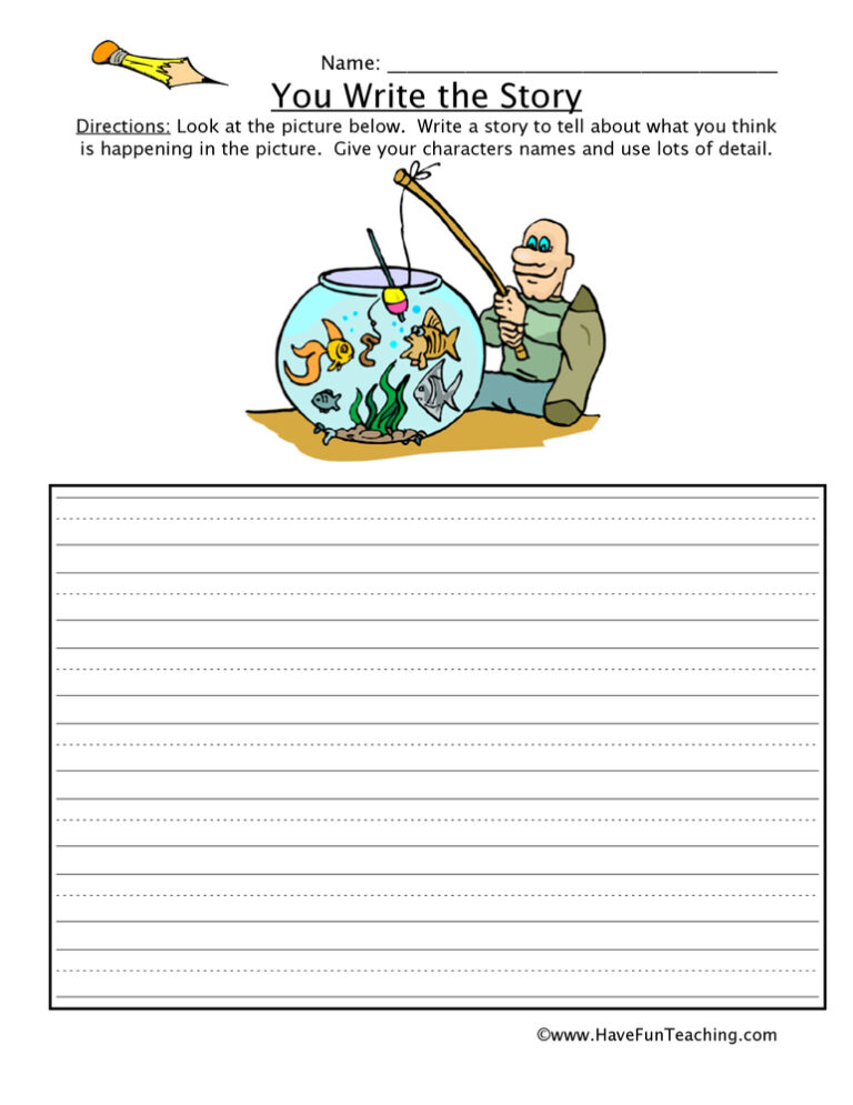 You Write the Story Fishing Picture Worksheet