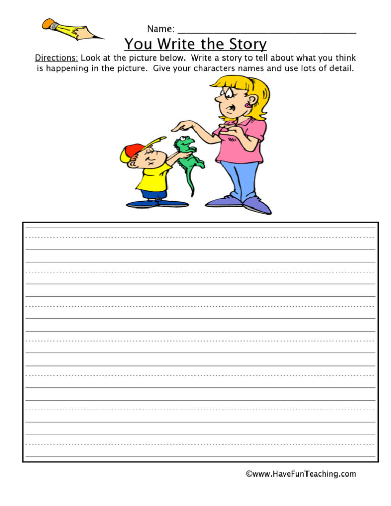 You Write the Story Lizard Picture Worksheet