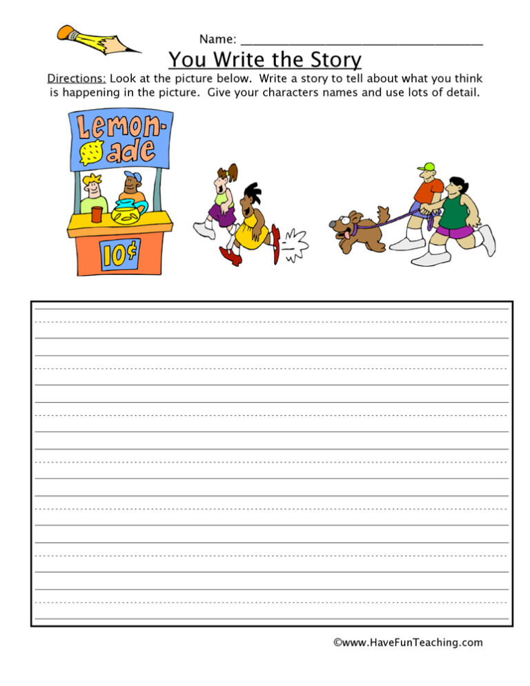 You Write the Story Lemonade Picture Worksheet