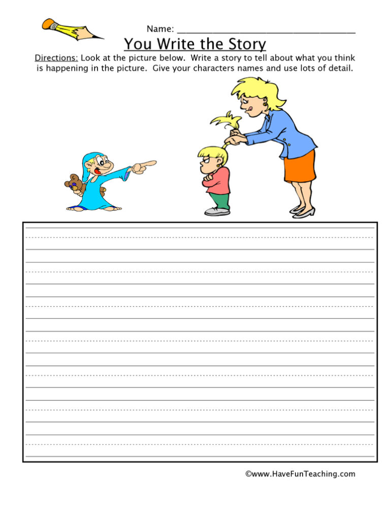 You Write the Story Kids Picture Worksheet