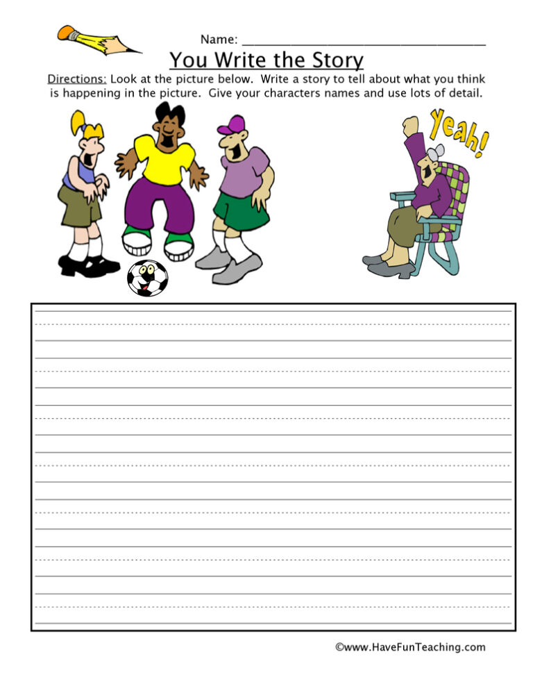 You Write the Story Soccer Picture Worksheet