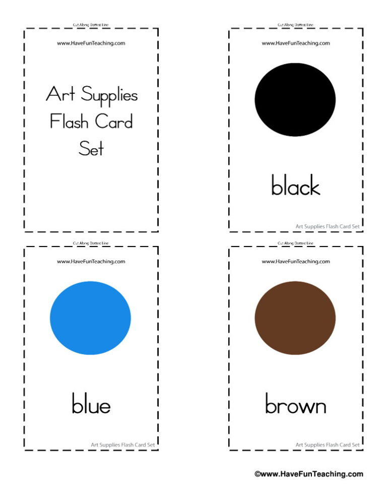 Art Supplies Flash Cards