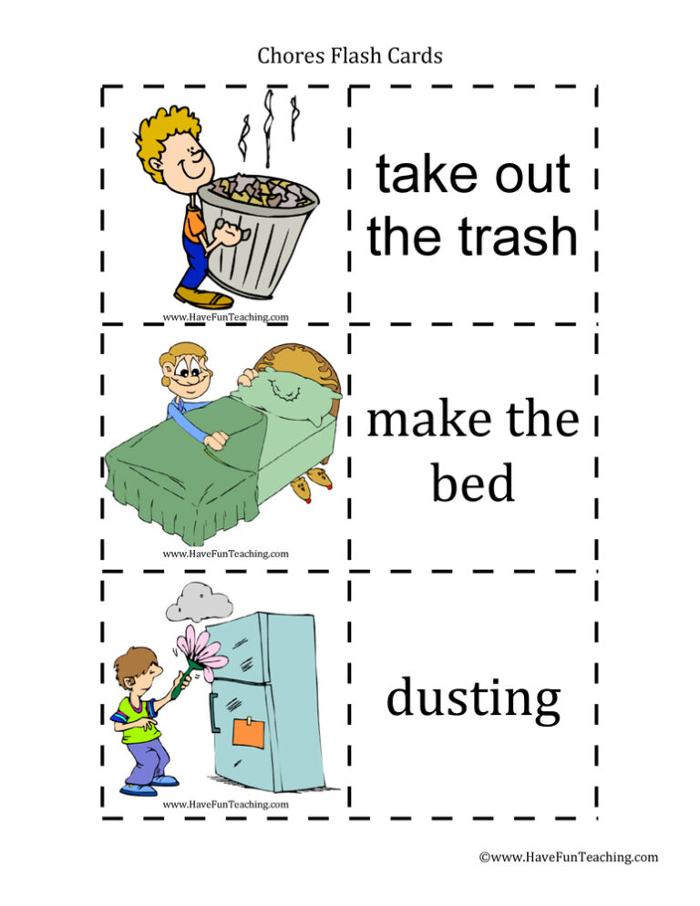 Chores Flash Cards