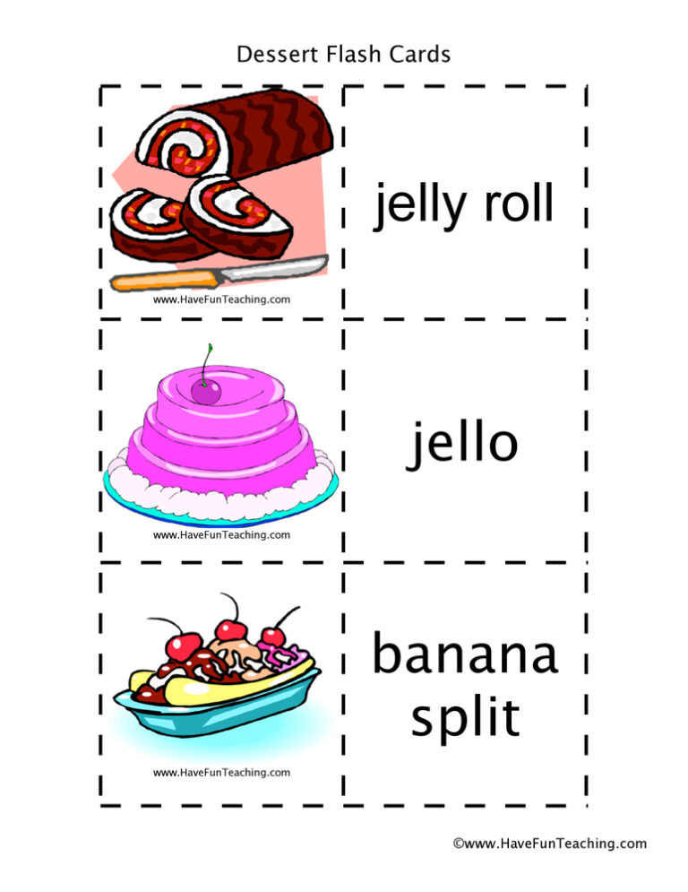 Dinner Flash Cards
