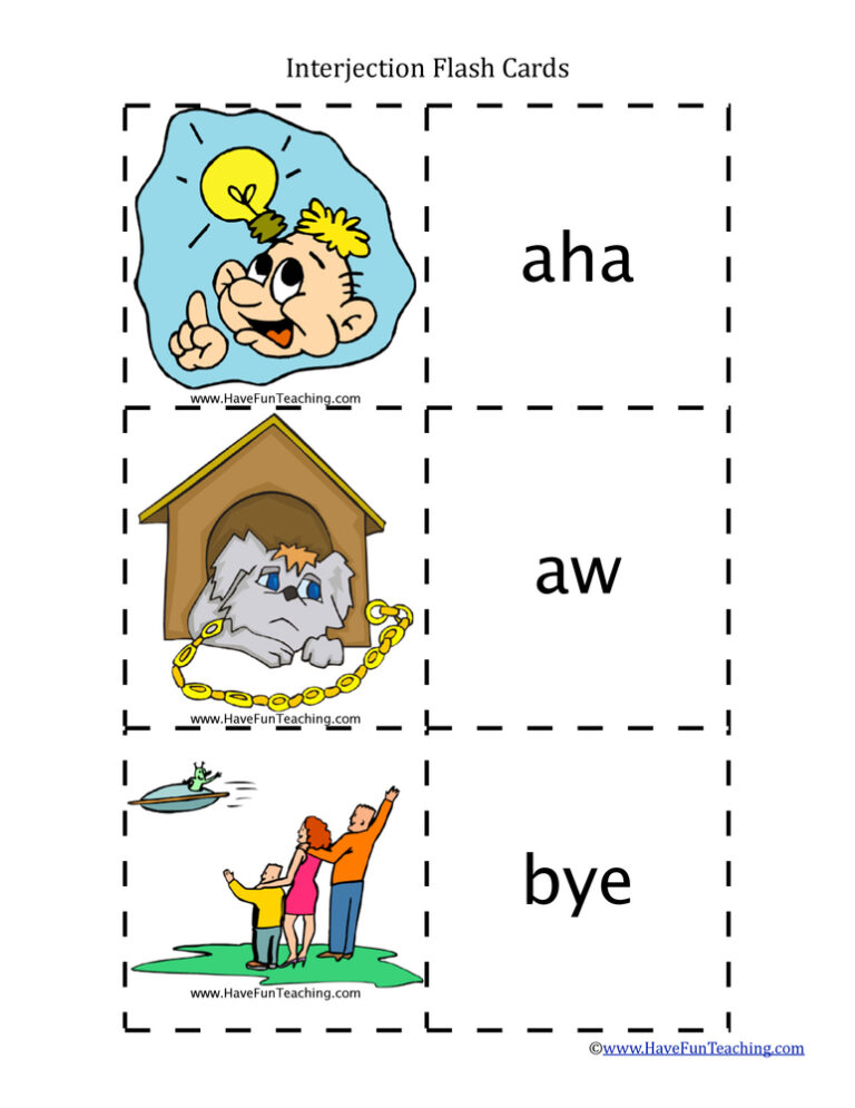 Interjection Flash Cards