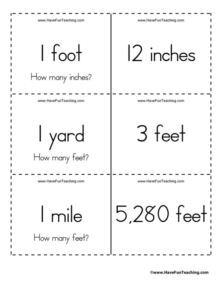 Measurement Flash Cards