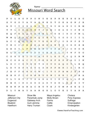 Missouri Word Search Worksheet