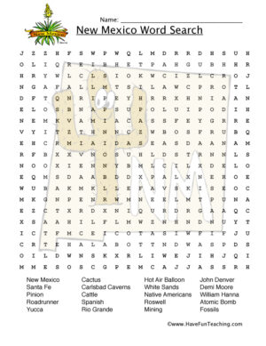 New Mexico Word Search Worksheet