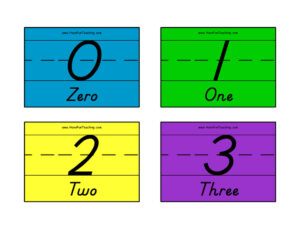Numbers 0 to 50 with Words in Color Flash Cards