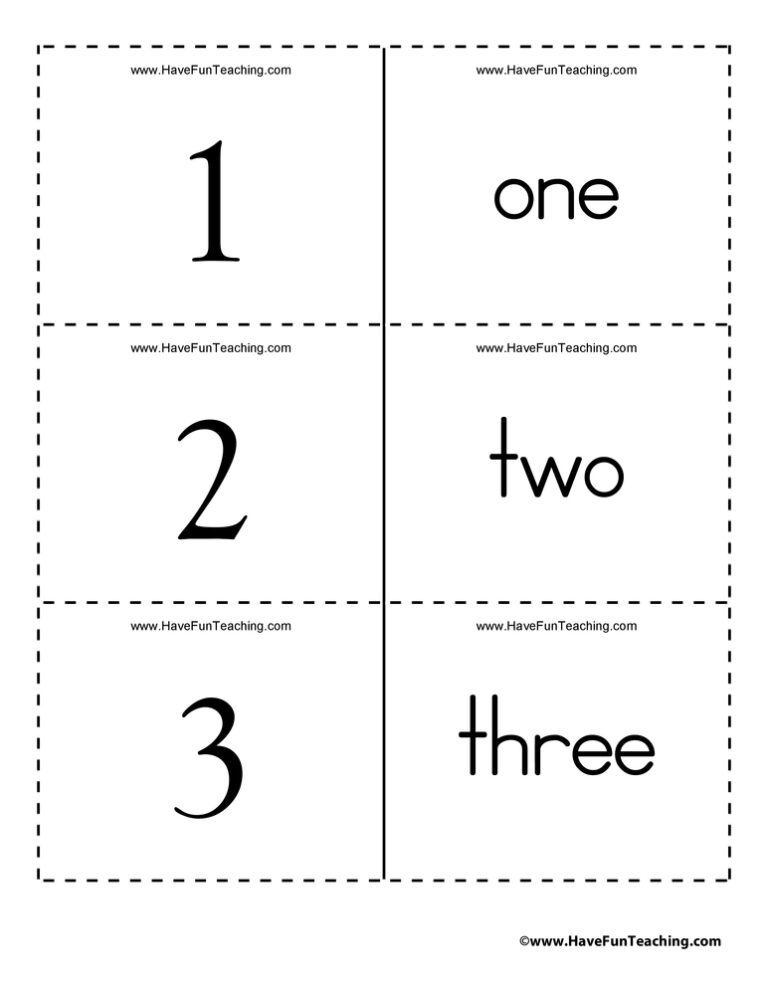 Numbers Word 0 to 100 Flash Cards