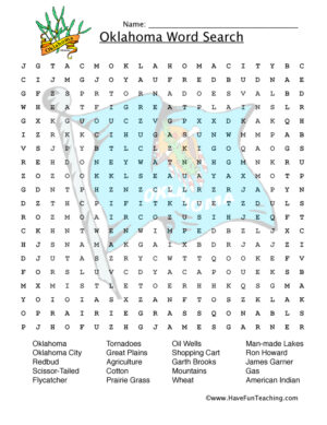 Oklahoma Word Search Worksheet