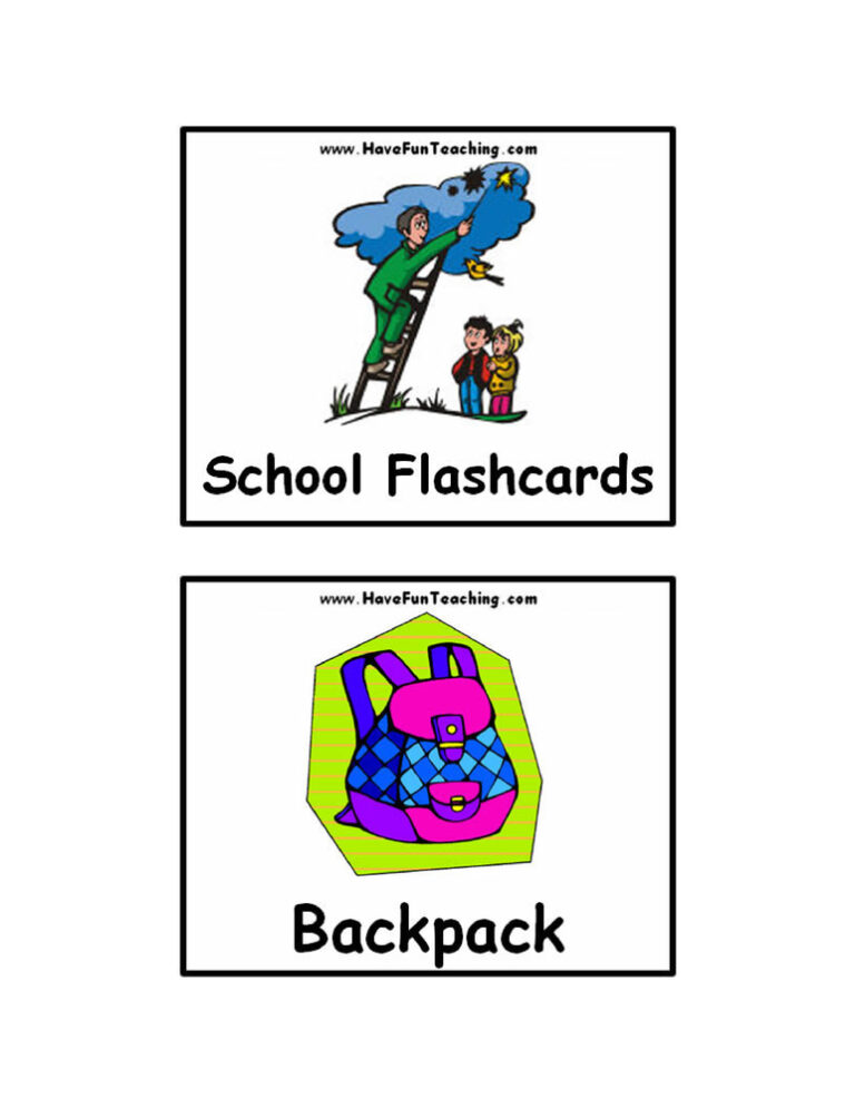 School Flash Cards