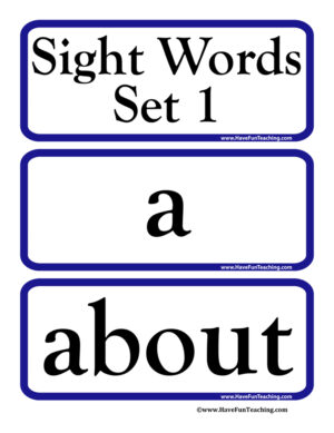 Sight Words Set 1 Flash Cards