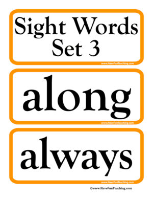 Sight Words Set 3 Flash Cards