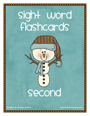 Second Grade Snowman Sight Words Flash Cards