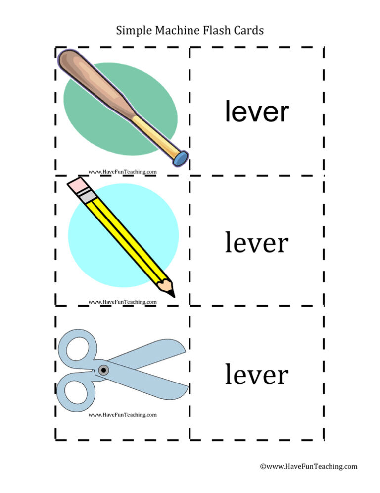 Simple Machines Flash Cards Have Fun Teaching