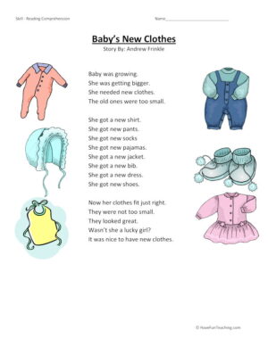 Baby's New Clothes Reading Comprehension Worksheet