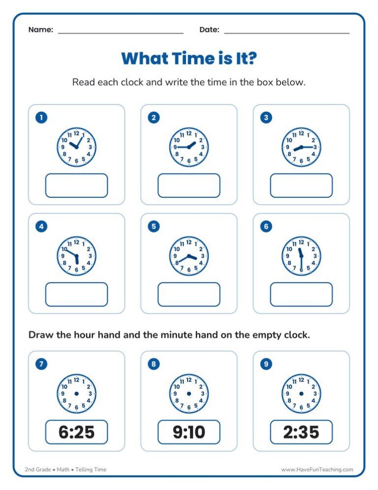 2.MD.7 Common Core Worksheet