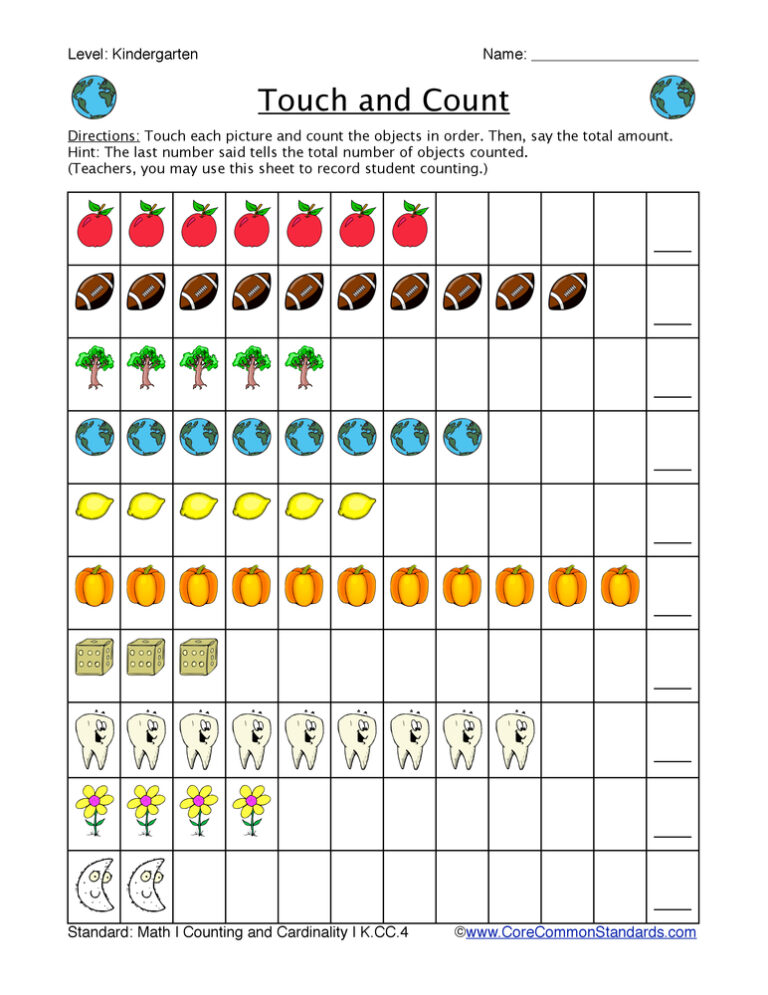 K.CC.4 Common Core Worksheet