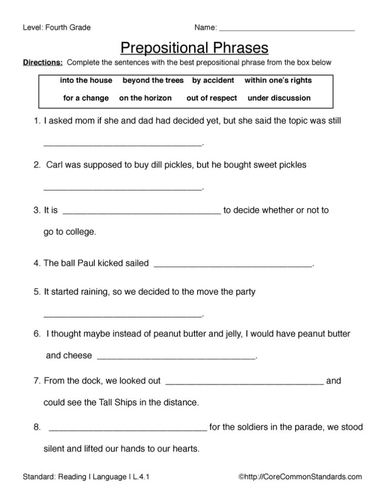 L.4.1 Common Core Worksheet