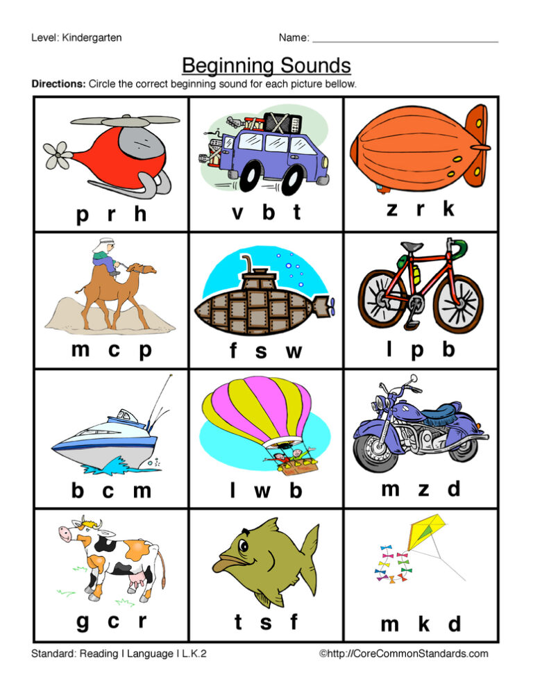 L.K.2 Common Core Worksheet