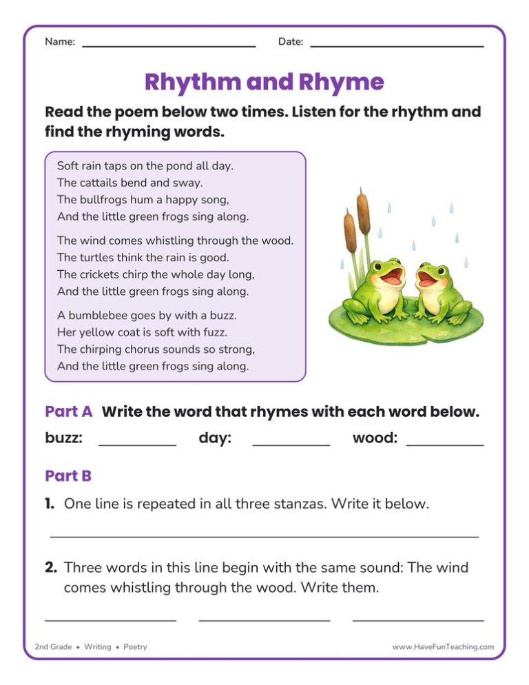 RL.2.4 Common Core Worksheet