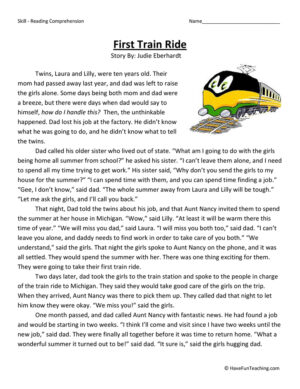 First Train Ride - Reading Comprehension Worksheet