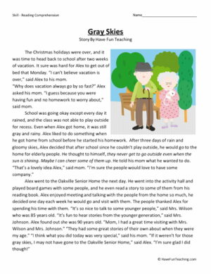 Gray Skies - Reading Comprehension Worksheet