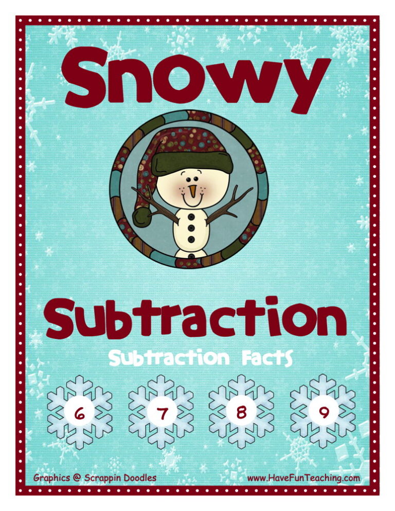 Subtraction With 6-7-8-9 Differences Activity