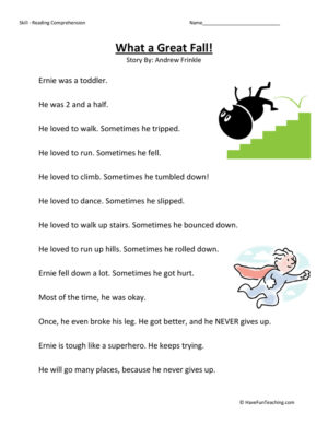 What a Great Fall Reading Comprehension Worksheet