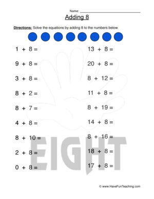 Adding Eight Equations Worksheet