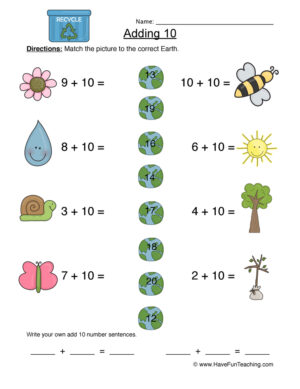 Adding Ten Matching Worksheet