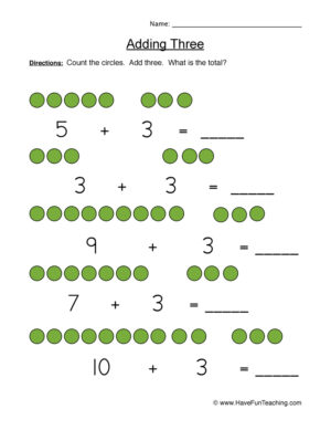 Adding Three Counting On Worksheet