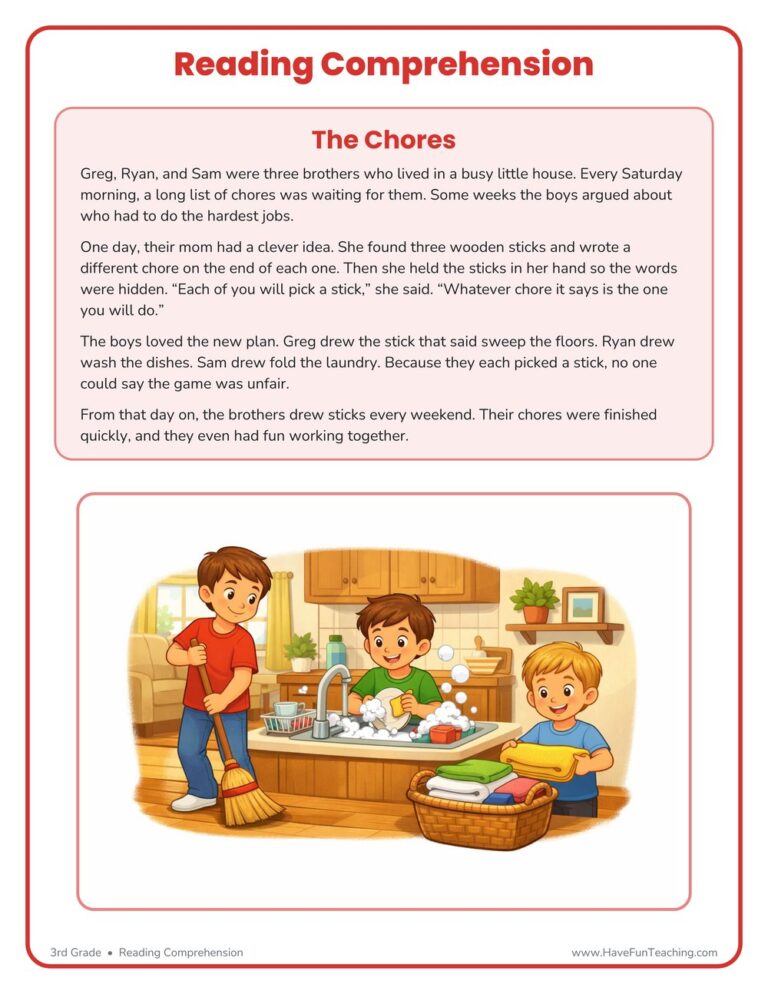 Chores - Reading Comprehension Worksheet